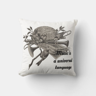 Coussin Instruments de bande Etching Vintage Music Lover