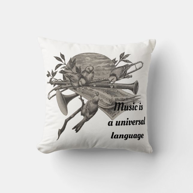 Coussin Instruments de bande Etching Vintage Music Lover (Recto)