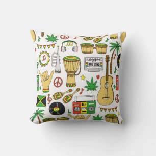 Coussin Instruments de musique motif sans faille. Reggae