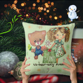 Coussin Insupportable douce fille et ours en peluche
