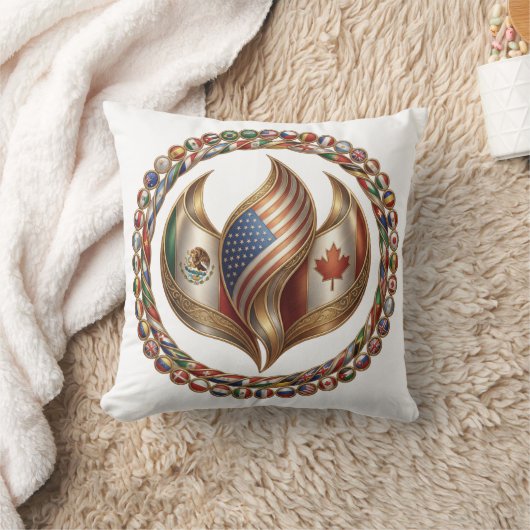 Coussin International Unity Flame with World Flags Emblem  (Couverture)