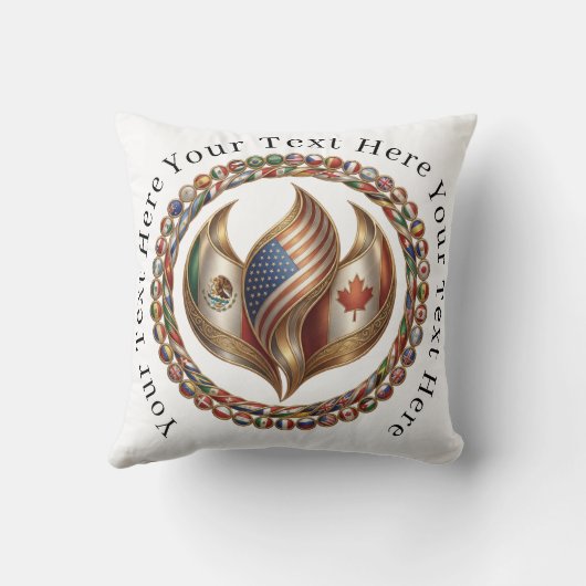 Coussin International Unity Flame with World Flags Emblem  (Verso)