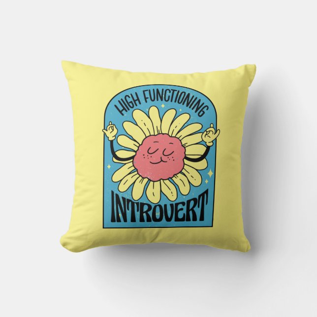 Coussin Introverti à haut fonctionnement Fleur Rétro (Recto)