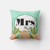Coussin Invitation de Mint Mariage damassé moderne (Recto)