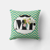 Coussin Invitation de Mint Mariage damassé moderne (Verso)