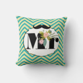 Coussin Invitation de Mint Mariage damassé moderne (Recto)