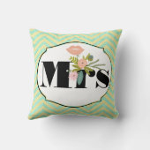 Coussin Invitation de Mint Mariage damassé moderne (Verso)
