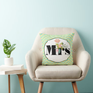 Coussin Invitation de Mint Mariage damassé moderne
