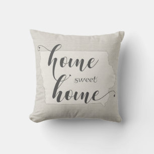 Coussin Iowa - Home Sweet Home burlap look