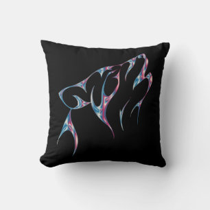 Coussin Iridescente Howling Wolf Spirit Animal