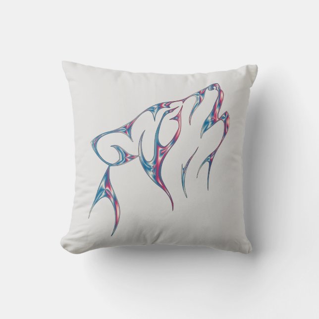 Coussin Iridescente Howling Wolf Spirit Animal (Recto)