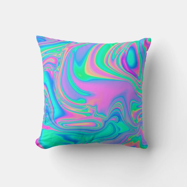 Coussin Iridescente marbrée texture holographique en dynam (Recto)