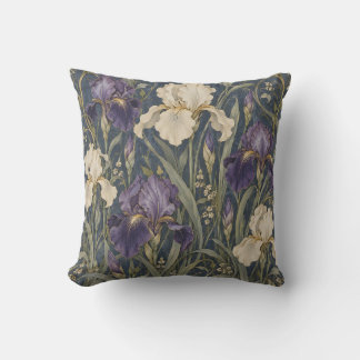 Coussin Iris Art Nouveau ivoire violet