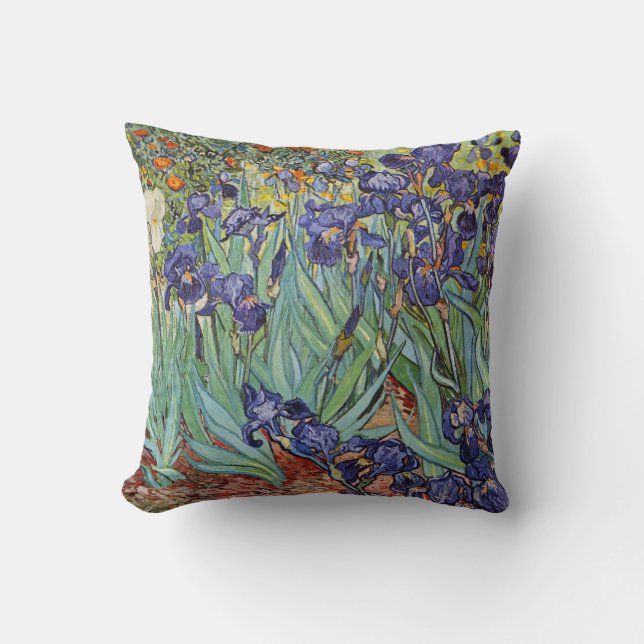 Coussin Iris de Van Gogh Peinture Impressionniste (Recto)