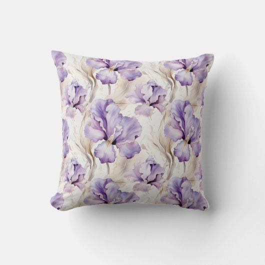 Coussin Iris Floral Violet Romantique   (Recto)
