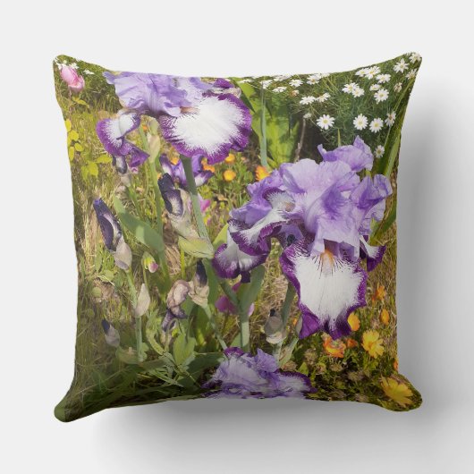 Coussin Iris Irises Fleur violette Anniversaire Filles Nom (Verso)