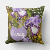 Coussin Iris Irises Fleur violette Anniversaire Filles Nom (Recto)