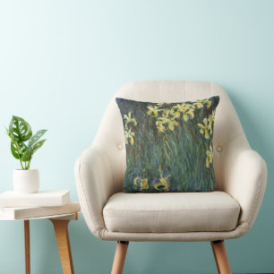 Coussin Iris jaunes par Claude Monet, Beaux-arts vintage
