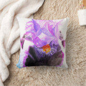 Coussin Iris noir pourpre aquarelle fleur floral (Couverture)