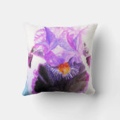 Coussin Iris noir pourpre aquarelle fleur floral (Verso)