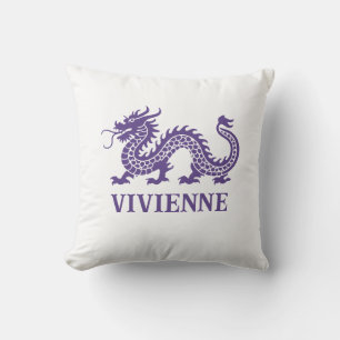Coussin Iris Purple Chinoiserie Dragon Nom personnalisé