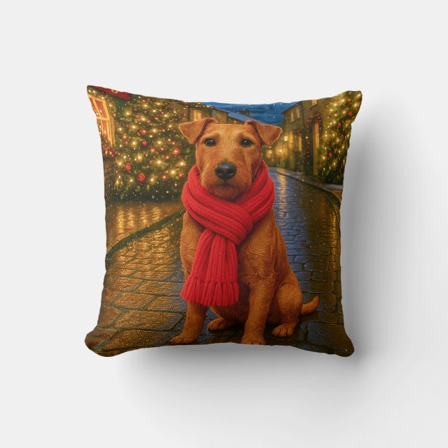 Coussin Irish Terrier Holiday  (Recto)