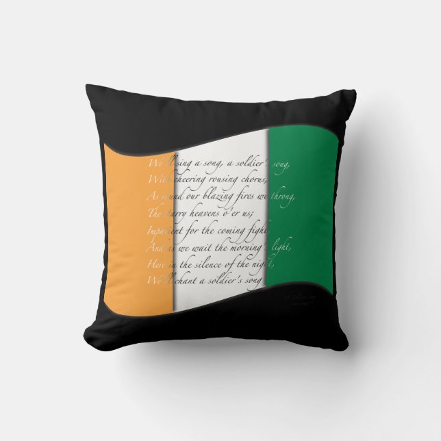 Coussin irlandais de drapeau et d'hymne (Recto)