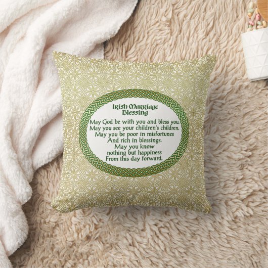Coussin Irlandais mariage bénédiction, or et Mariage vert (Couverture)