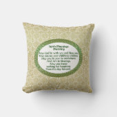 Coussin Irlandais mariage bénédiction, or et Mariage vert (Recto)