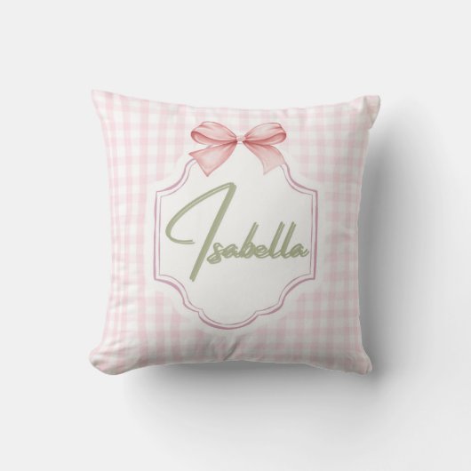 Coussin Isabella Personnalisé Pink Bow & En vichy Imprimer (Recto)