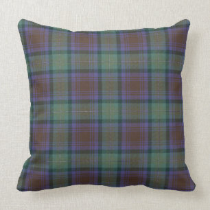 Coussin Isle De Skye Tartan Plaid Vert Motif Noir