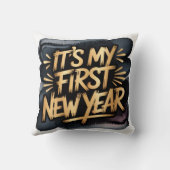 Coussin It’s My First New Year in Black and Gold Gift (Verso)