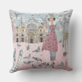 Coussin Italie Venise voyage pigeons gris rose fille dessi (Verso)
