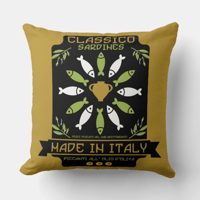 Coussin Italien Sardine Art Print Kitchen Cadeau (Recto)
