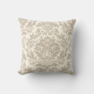 Coussin Ivoire Élégance Baroque Damassé Classique Antique