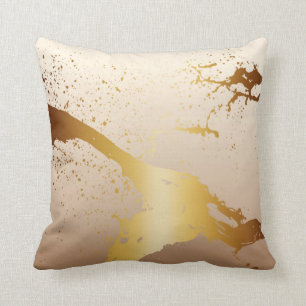 Coussin Ivoire grunge de taupe d'or de l'éclaboussure   de