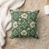 Coussin Ivory Floral sur Emerald Arrière - plan (Couverture)
