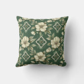 Coussin Ivory Floral sur Emerald Arrière - plan (Verso)