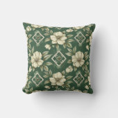 Coussin Ivory Floral sur Emerald Arrière - plan (Recto)