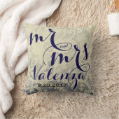 Coussin Ivory Lace Bleu Deux Tons Mariage Nouveau Cadeau (Couverture)