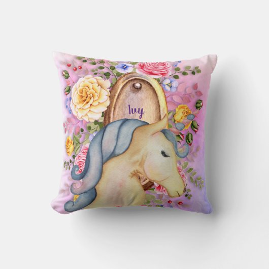 Coussin IVY - Filles nommées Unicorn Dreams Personnalisé (Recto)