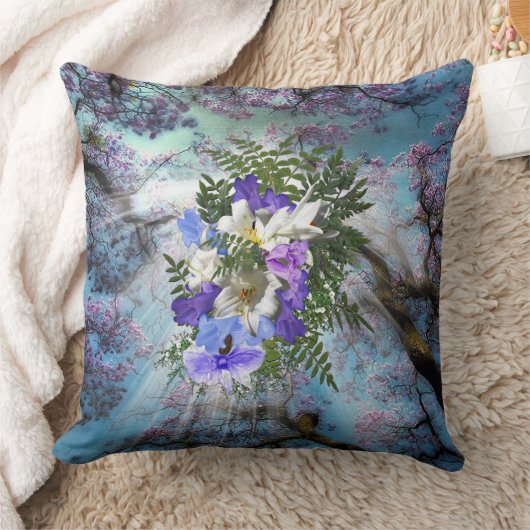 Coussin Jacaranda & Lys blanc Bouquet (Couverture)