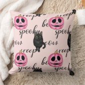 Coussin Jack-O-Lantern rose et chat noir (Couverture)