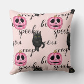 Coussin Jack-O-Lantern rose et chat noir (Verso)