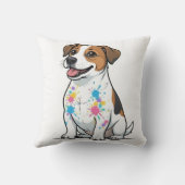 Coussin Jack Russell joyeux éclaboussure de fun (Verso)