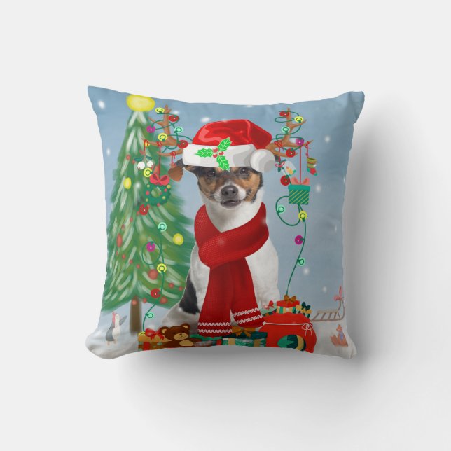 Coussin Jack Russell Terrier Chien dans neige Cadeaux de N (Recto)