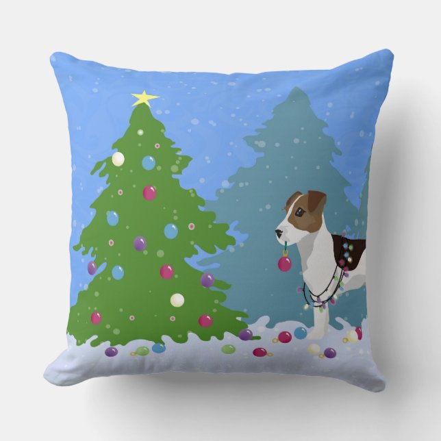 Coussin Jack Russell Terrier Décoration Arbre de Noël (Recto)