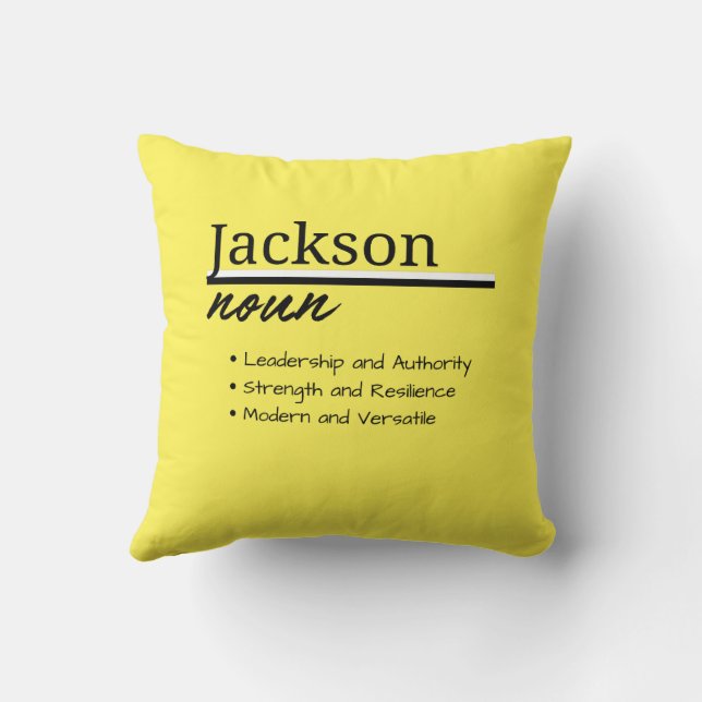Coussin Jackson, Garçon Nom Personnalisé Définition (Verso)
