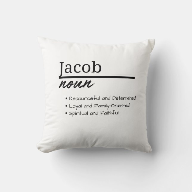 Coussin Jacob, Garçon Nom Personnalisé Définition (Recto)