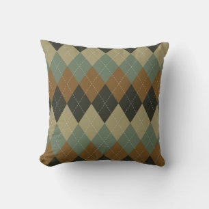 Coussin Jacquard Automne : Brown-vert Rhombus Chic